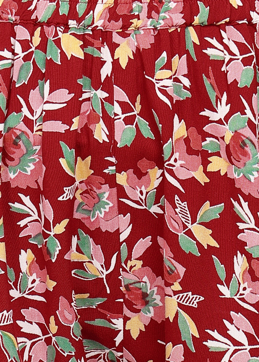 Women Sleeveless Red Floral Printed Kurti Pant Set