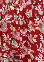 Women Sleeveless Red Floral Printed Kurti Pant Set