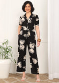 Women Floral Printed Jumpsuit with Waist Tie-Up | Short Sleeve Casual Jumpsuit for Women | Stylish One Piece Outfit with Pockets MOMETOX