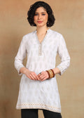 Women Off-White Printed Straight Kurti
