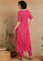 Women Printed Kurta Pant Set | V Neck Straight Kurta with Pant | Casual Ethnic Wear Kurti Set for Women