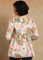 Women Floral Printed Peplum Top | Stylish Casual Tunic Top for Women | V-Neck 3/4 Sleeve Fashion Top MOMETOX