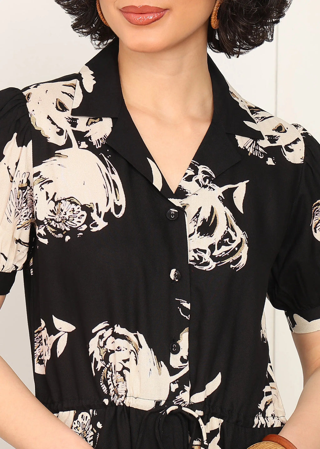 Women Floral Printed Jumpsuit with Waist Tie-Up | Short Sleeve Casual Jumpsuit for Women | Stylish One Piece Outfit with Pockets MOMETOX