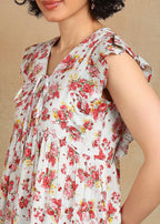 Women Floral Printed Sleeveless Ruffle Top | V-Neck Tie-Up Casual Peplum Style Summer Top for Women & Girls MOMETOX