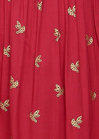 Women Red Printed Empire Waist Tunic Top