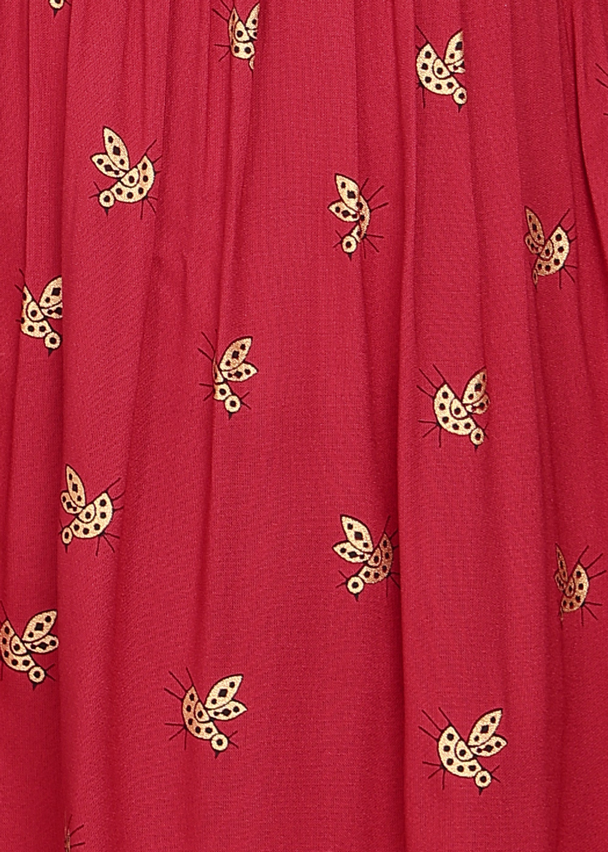 Women Red Printed Empire Waist Tunic Top