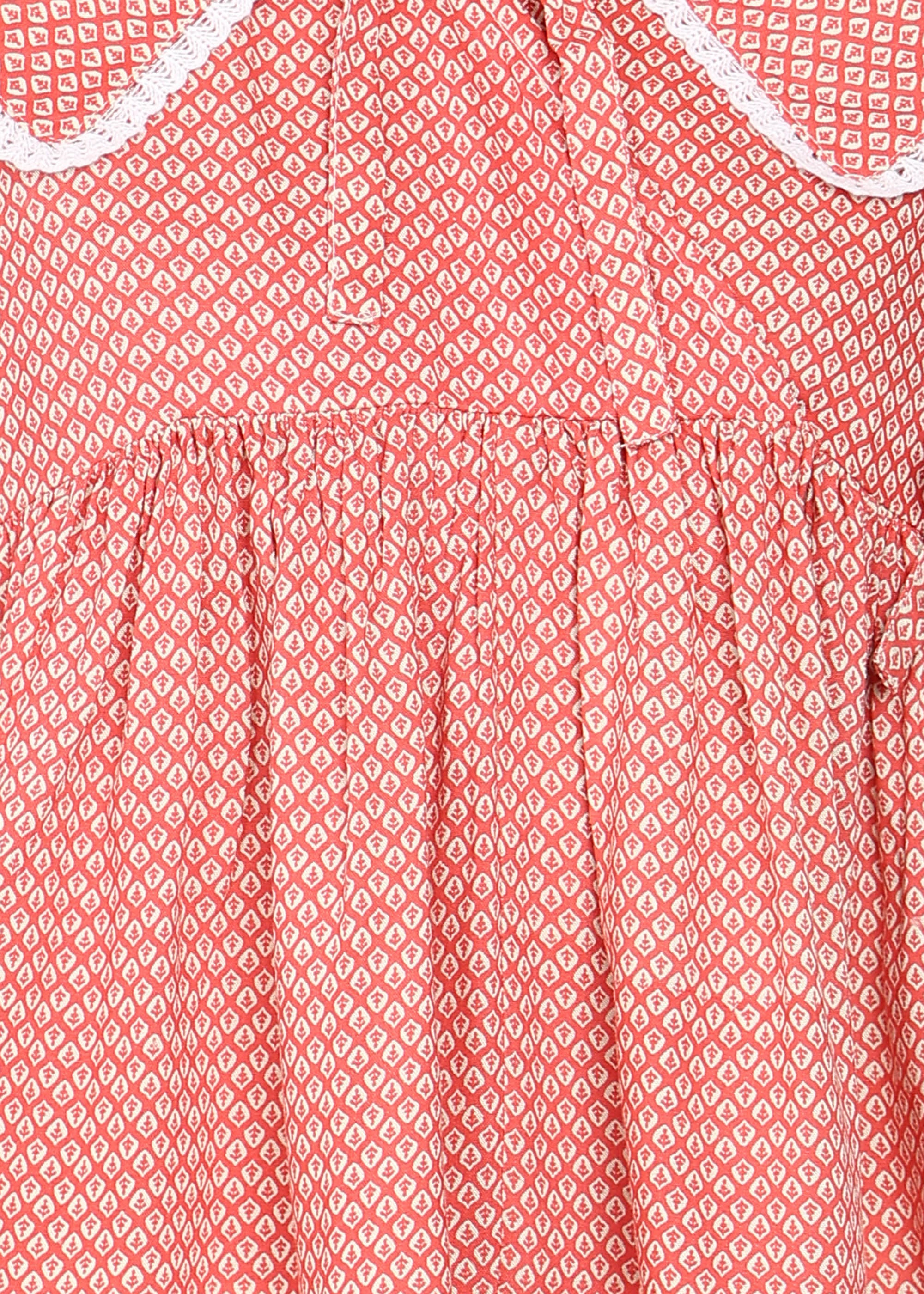 Women Red Printed Peplum Top | Stylish Collar Neck Casual Top for Women | 3/4 Sleeve Trendy Top