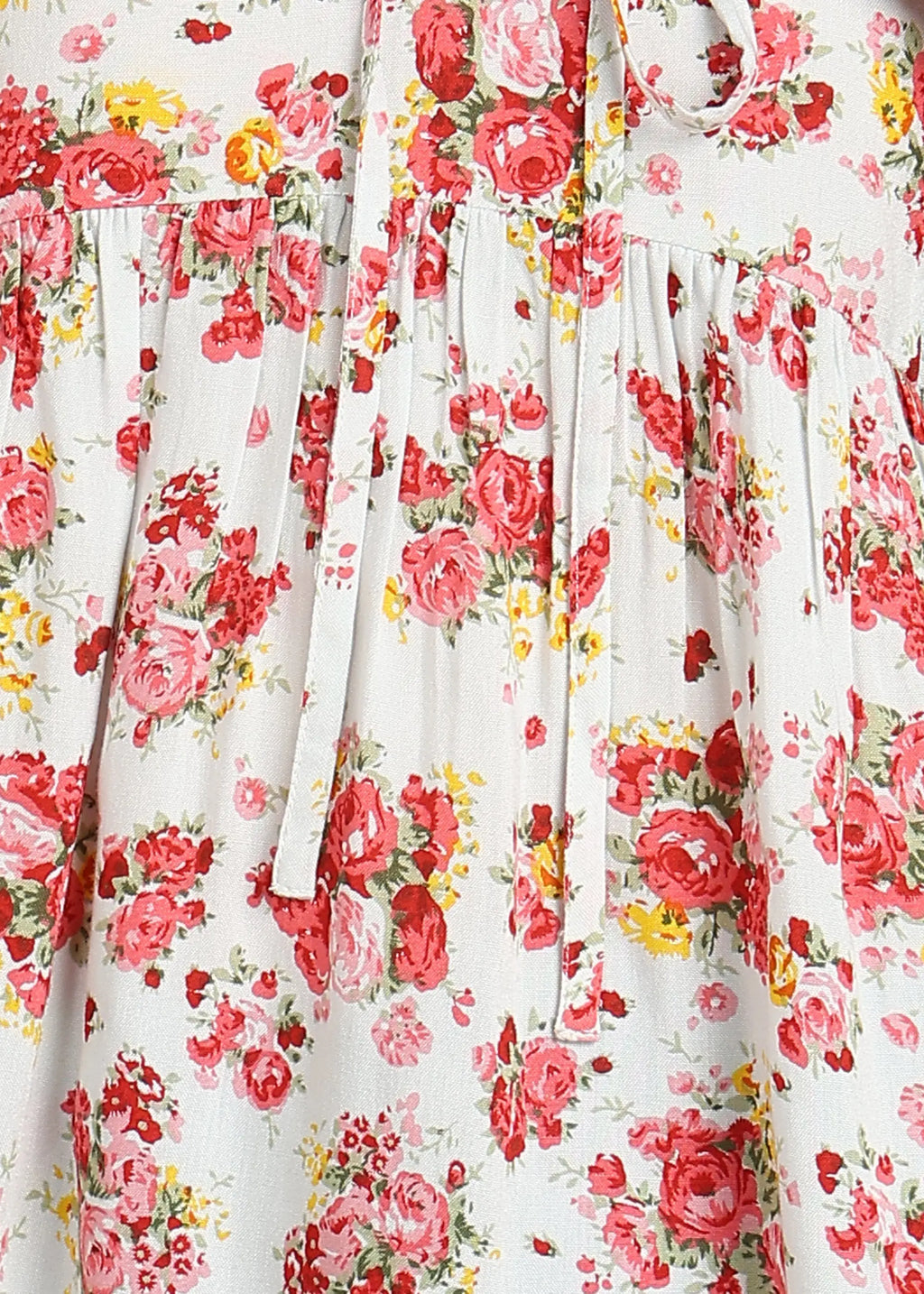 Women Floral Printed Sleeveless Ruffle Top | V-Neck Tie-Up Casual Peplum Style Summer Top for Women & Girls MOMETOX