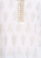 Women Off-White Printed Straight Kurti