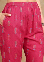 Women Printed Kurta Pant Set | V Neck Straight Kurta with Pant | Casual Ethnic Wear Kurti Set for Women