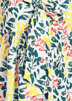 Women Floral Printed Sleeveless Top with Ruffle Shoulder & Tie-Up Neck | Stylish Casual Summer Top for Women MOMETOX